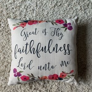 Pillow with calligraphy writing from Altar’d State